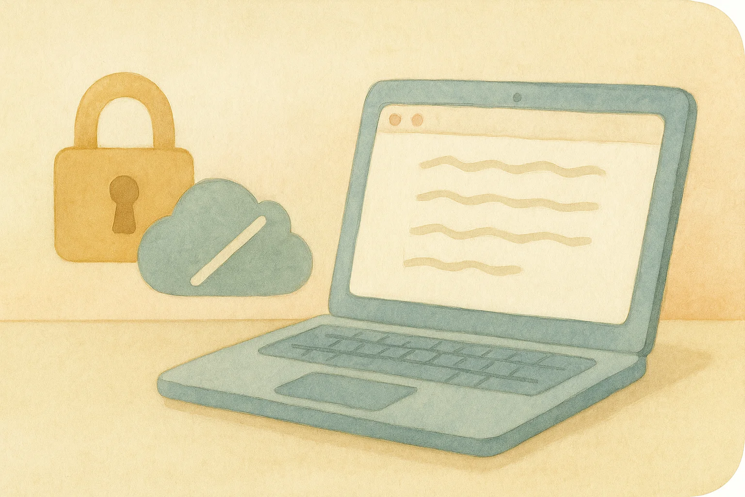 Hand-drawn journal spread illustrating a solo Mac developer at work.