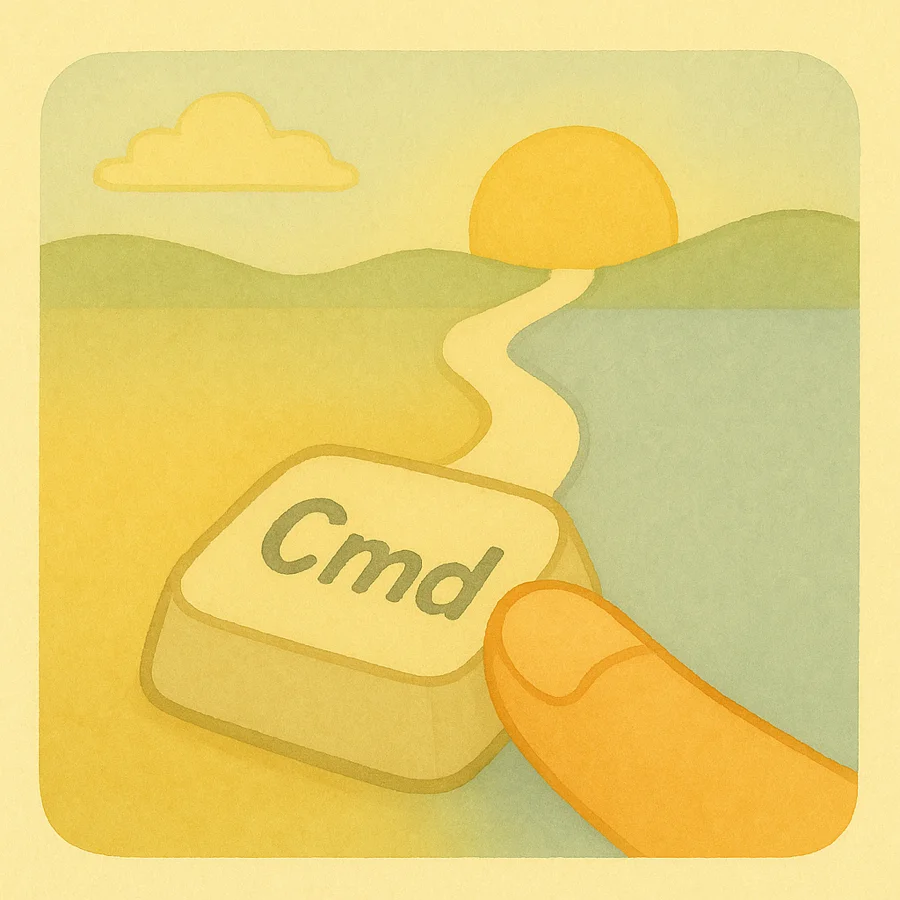 Square sketch of a solo builder surrounded by workflow notes.