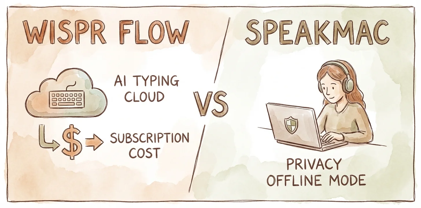 Comparison between Speakmac and Wispr Flow for Mac dictation
