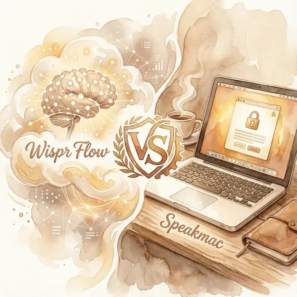 VS comparison tile showing Speakmac versus Wispr Flow