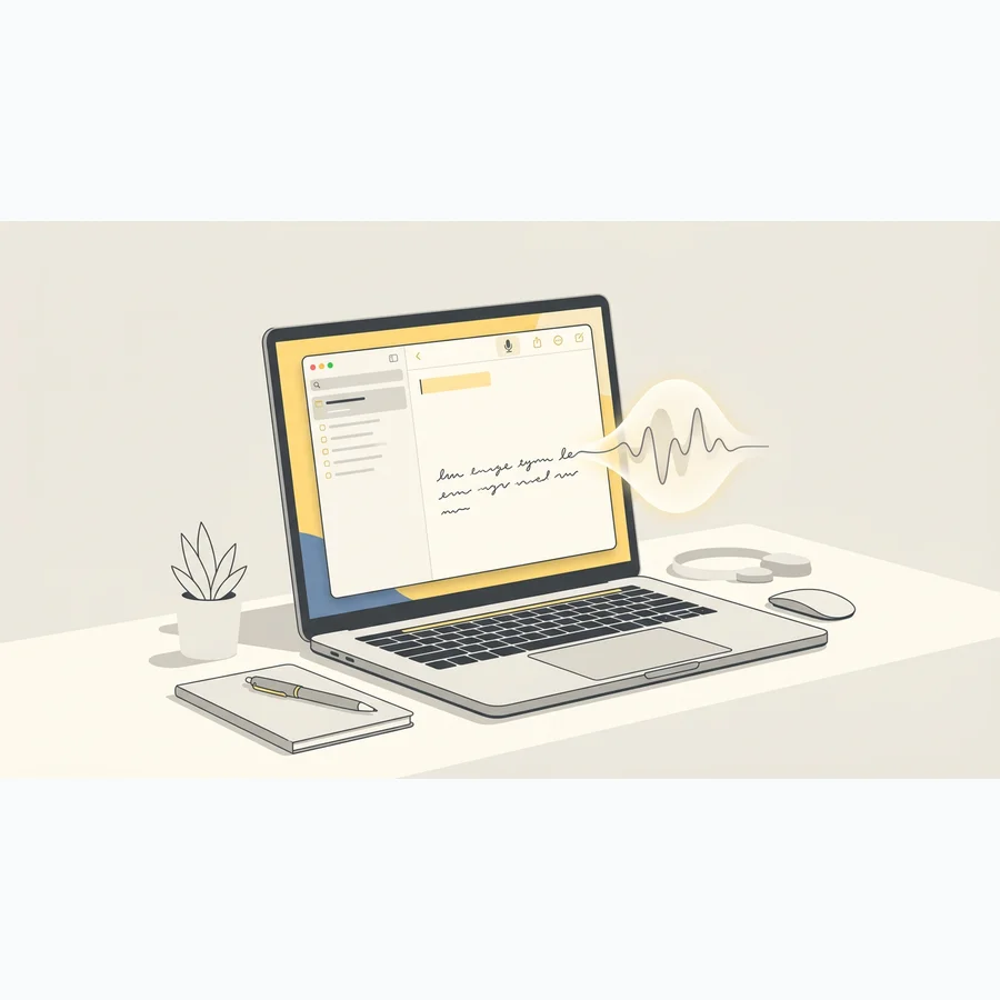 Speech to text for private notes on Mac tile