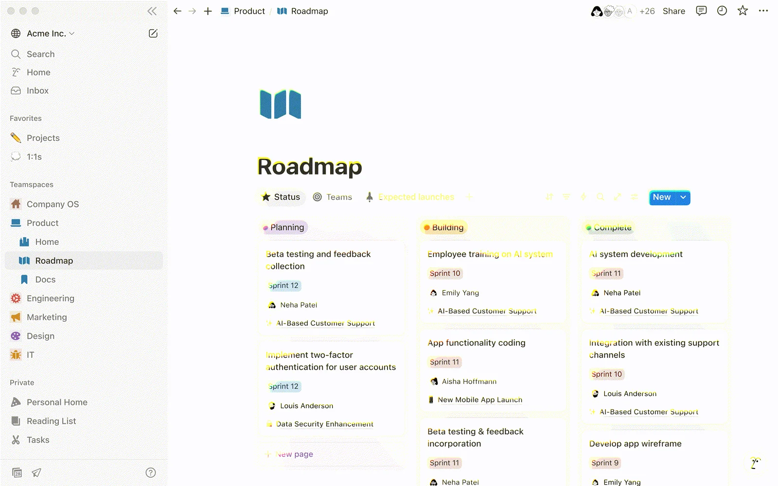 Notion company wiki interface on Mac