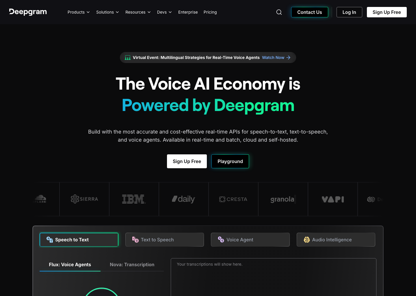 Deepgram homepage hero