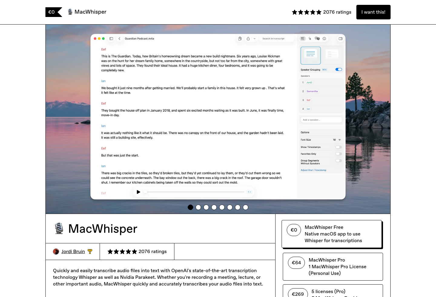 MacWhisper homepage hero