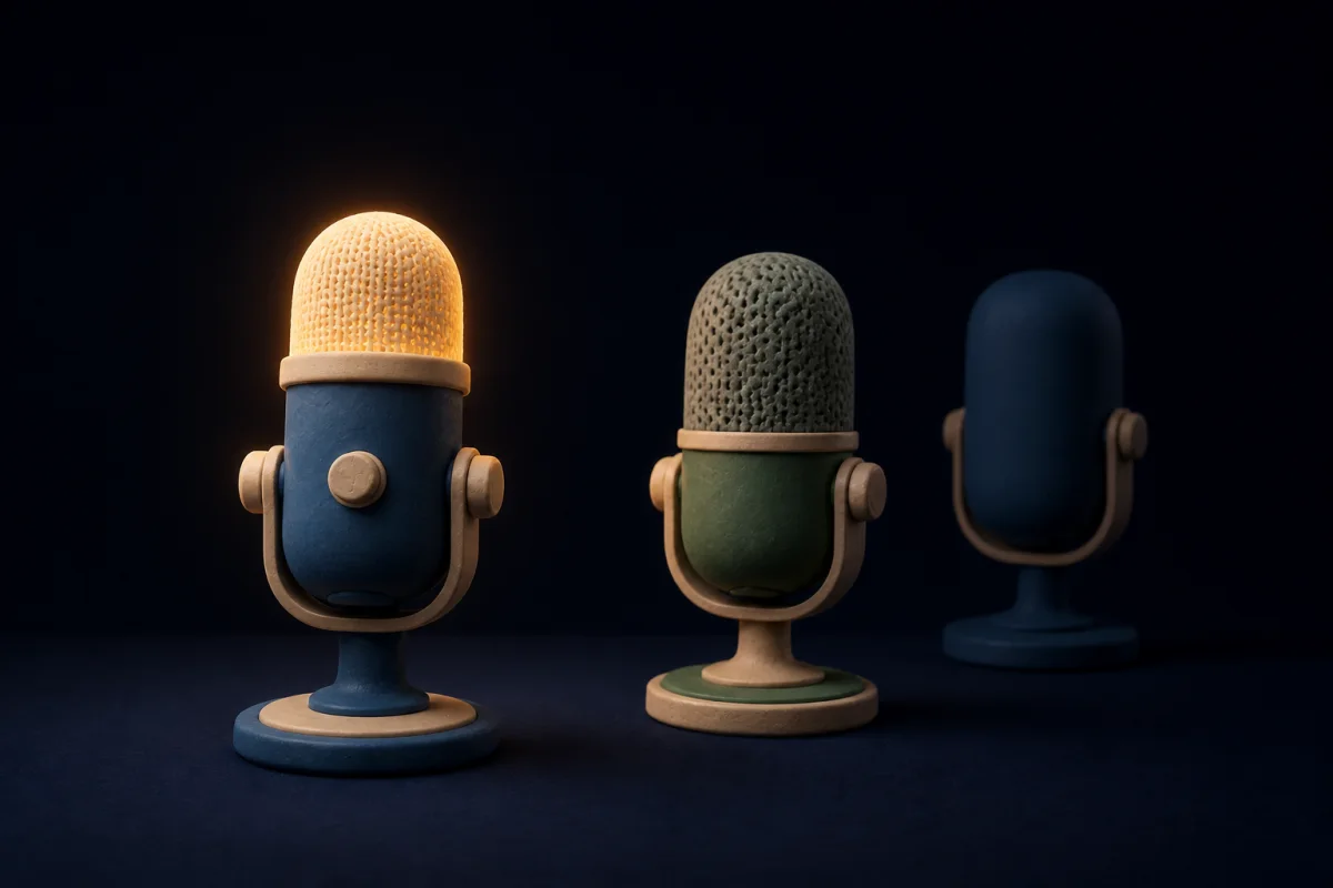 Three microphones arranged from active to ready, representing microphone priority.