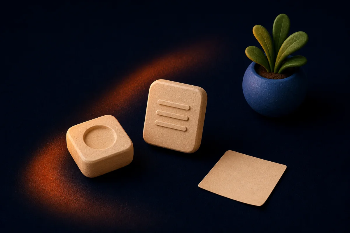 Two tactile shortcut keys beside a note, representing speech moving easily into an action.